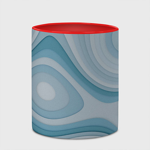 Кружка цветная Волнообразные синие текстуры / 3D-Белый + красный – фото 2