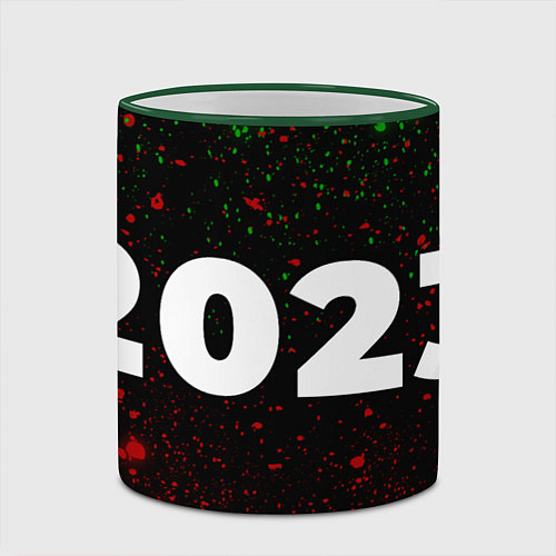 Кружка цветная 2023 - год Кролика на темном / 3D-Зеленый кант – фото 2