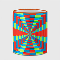 Кружка 3D Разноцветный туннель - оптическая иллюзия, цвет: 3D-оранжевый кант — фото 2
