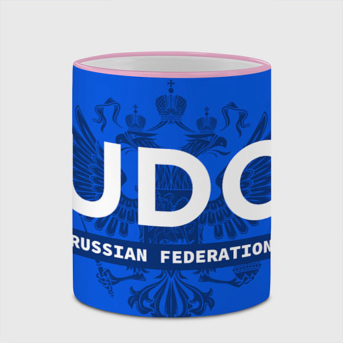 Кружка цветная Russian Federation judo - на синем фоне / 3D-Розовый кант – фото 2