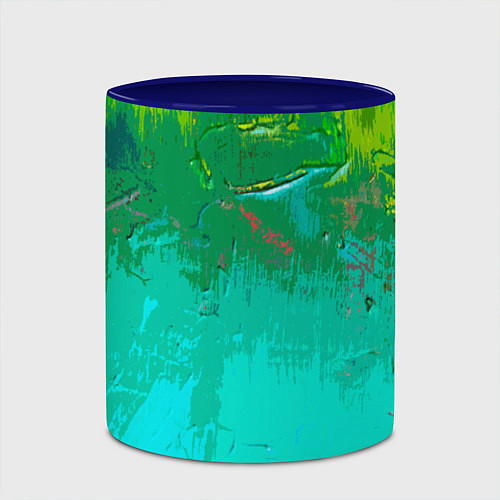 Кружка цветная Абстрактные краски - текстура / 3D-Белый + синий – фото 2