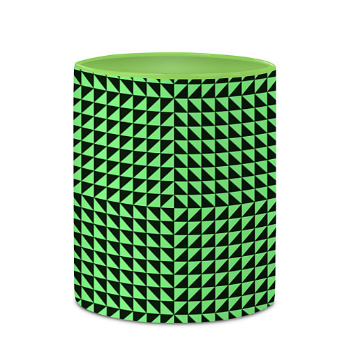 Кружка цветная Чёрно-зелёная оптическая иллюзия / 3D-Белый + светло-зеленый – фото 2