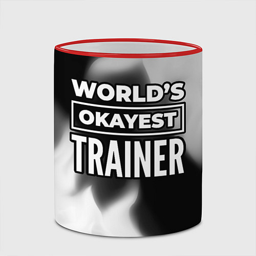 Кружка цветная Worlds okayest trainer - dark / 3D-Красный кант – фото 2