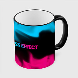 Кружка 3D Mass Effect - neon gradient: надпись и символ, цвет: 3D-черный кант