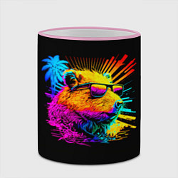 Кружка 3D Капибара в тёмных очках - поп арт, цвет: 3D-розовый кант — фото 2