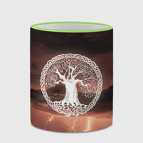 Кружка цветная Yggdrasil white rune / 3D-Светло-зеленый кант – фото 2
