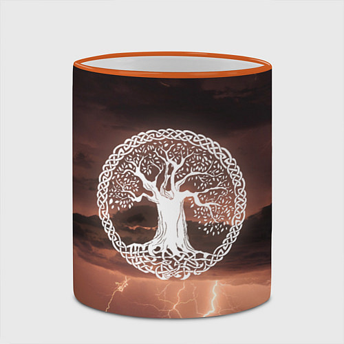 Кружка цветная Yggdrasil white rune / 3D-Оранжевый кант – фото 2