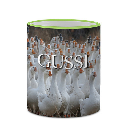Кружка цветная Стая гусей - Gussi / 3D-Светло-зеленый кант – фото 2