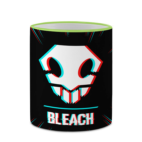 Кружка цветная Символ Bleach в стиле glitch на темном фоне / 3D-Светло-зеленый кант – фото 2