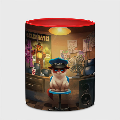 Кружка цветная Сердитый кот / 3D-Белый + красный – фото 2