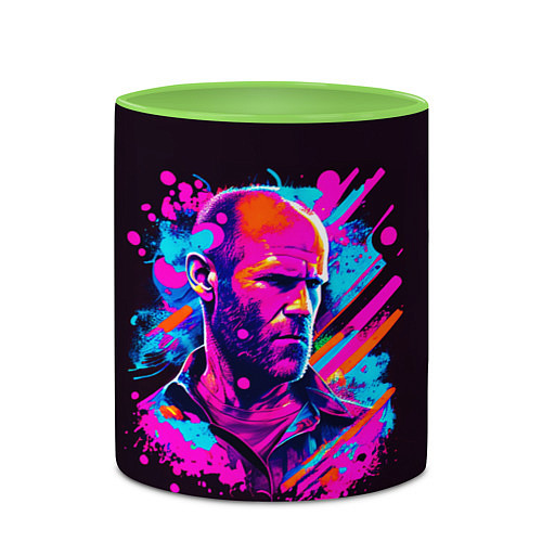 Кружка цветная Jason Statham - pop art / 3D-Белый + светло-зеленый – фото 2