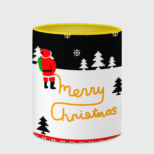 Кружка цветная Merry christmas - Санта Клаус / 3D-Белый + желтый – фото 2