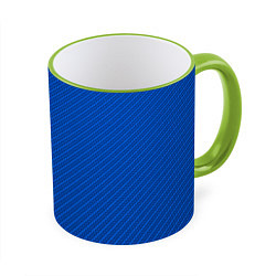 Кружка 3D Плетёная синяя ткань - паттерн, цвет: 3D-светло-зеленый кант