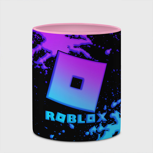 Кружка цветная Roblox logo neon gradient / 3D-Белый + розовый – фото 2