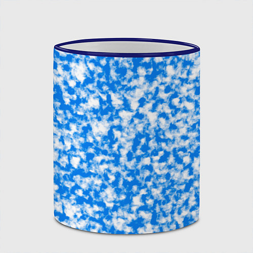 Кружка цветная Абстрактные облака - текстура / 3D-Синий кант – фото 2
