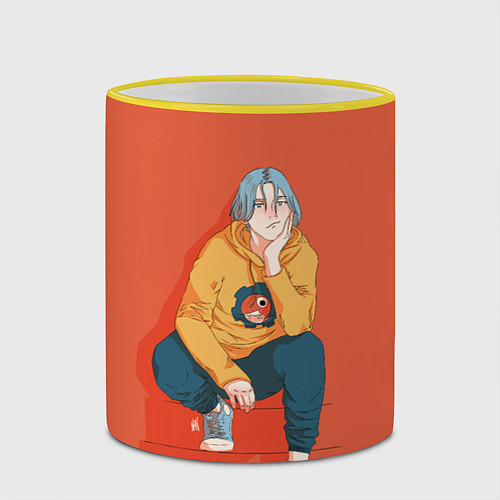 Кружка цветная Ланга на ступеньках / 3D-Желтый кант – фото 2