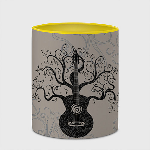 Кружка цветная Разросшееся дерево гитара / 3D-Белый + желтый – фото 2