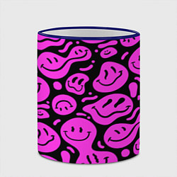 Кружка 3D Кислотный розовый в смайликах, цвет: 3D-синий кант — фото 2
