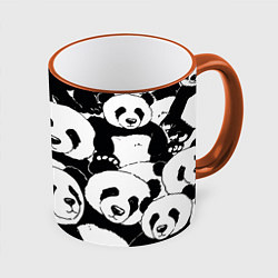 Кружка 3D С пандами паттерн, цвет: 3D-оранжевый кант