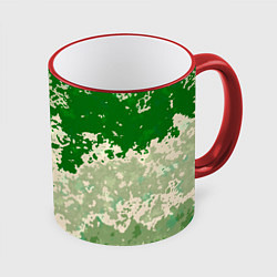 Кружка 3D Абстракция в зелёных тонах, цвет: 3D-красный кант