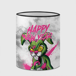 Кружка 3D Zombie rabbit Happy new year, цвет: 3D-черный кант — фото 2