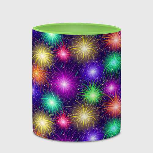 Кружка цветная Праздничный салют - фейерверк / 3D-Белый + светло-зеленый – фото 2
