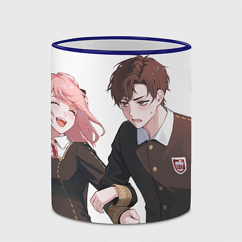 Кружка цветная Аня Форджер и Дэмиан Десмонд - Семья шпиона / 3D-Синий кант – фото 2