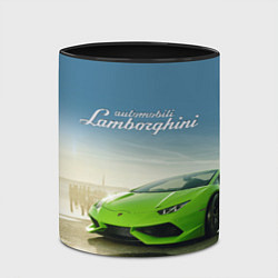 Кружка 3D Ламборджини на берегу океана, цвет: 3D-белый + черный — фото 2