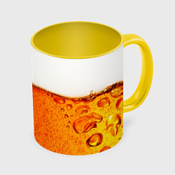 Кружка 3D Тёмное пиво, цвет: 3D-белый + желтый