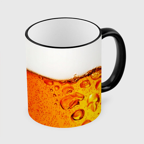 Кружка цветная Тёмное пиво / 3D-Черный кант – фото 1