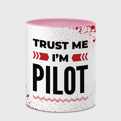 Кружка цветная Trust me Im pilot white / 3D-Белый + розовый – фото 2