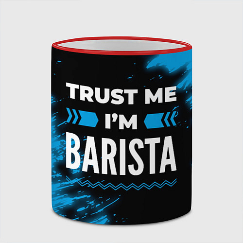 Кружка цветная Trust me Im barista dark / 3D-Красный кант – фото 2