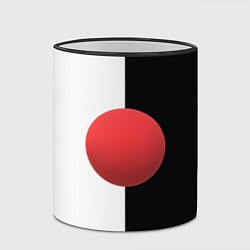 Кружка 3D Красный шар на черно-белом фоне с объемным эффекто, цвет: 3D-черный кант — фото 2