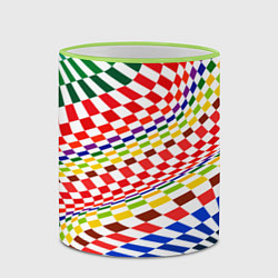 Кружка 3D Разноцветная оптическая иллюзия, цвет: 3D-светло-зеленый кант — фото 2