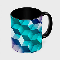 Кружка 3D Объёмные разноцветные кубы, цвет: 3D-белый + черный