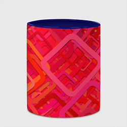 Кружка 3D Красные абстрактные геометрические ромбы, цвет: 3D-белый + синий — фото 2