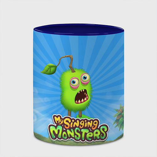 Кружка цветная My Singin Monsters - Зерномех / 3D-Белый + синий – фото 2