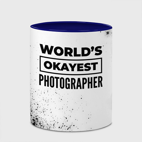 Кружка цветная Worlds okayest photographer - white / 3D-Белый + синий – фото 2