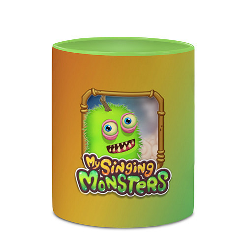 Кружка цветная My Singing Monsters - Зерномех / 3D-Белый + светло-зеленый – фото 2