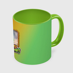 Кружка 3D My Singing Monsters - Зерномех, цвет: 3D-белый + светло-зеленый