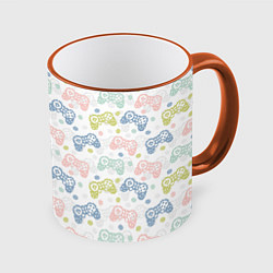 Кружка 3D Геймпад в горошек, цвет: 3D-оранжевый кант