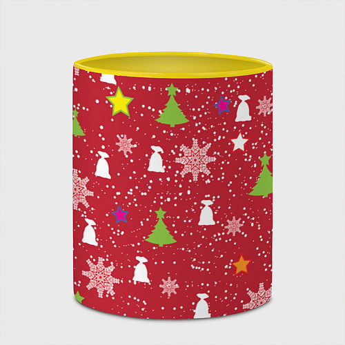 Кружка цветная Red new year / 3D-Белый + желтый – фото 2