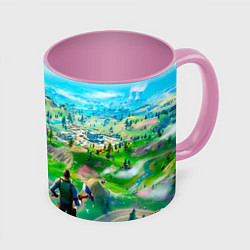 Кружка 3D Фортнайт, цвет: 3D-белый + розовый