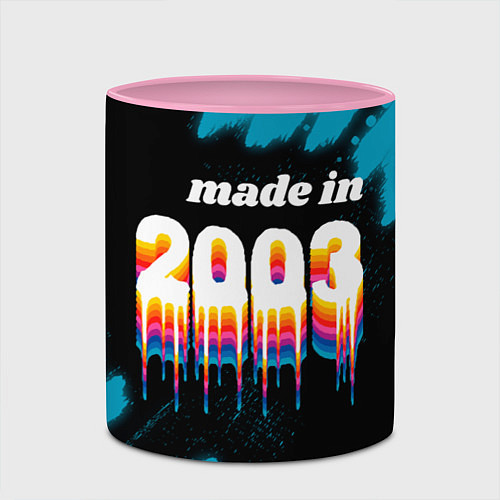 Кружка цветная Made in 2003: liquid art / 3D-Белый + розовый – фото 2