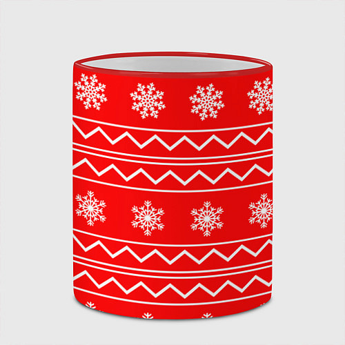 Кружка цветная Winter snowflakes / 3D-Красный кант – фото 2