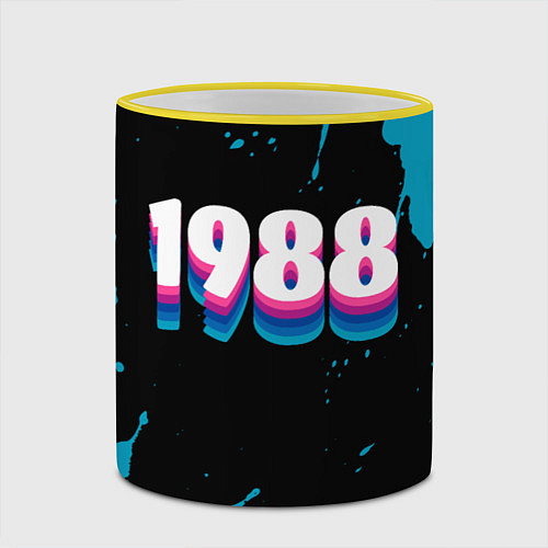 Кружка цветная Made in 1988: vintage art / 3D-Желтый кант – фото 2