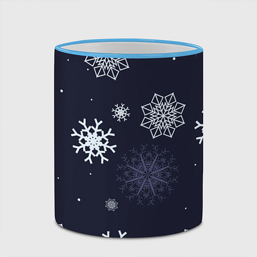 Кружка цветная Снежная ночь / 3D-Небесно-голубой кант – фото 2