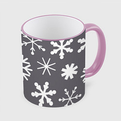 Кружка 3D Snow in grey, цвет: 3D-розовый кант