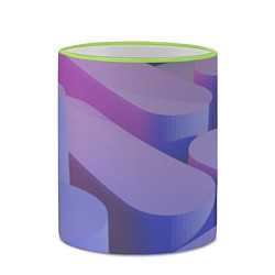 Кружка 3D Абстрактные фиолетовые прямоугольники со скругленн, цвет: 3D-светло-зеленый кант — фото 2