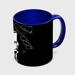 Кружка 3D Easy revenge - Человек бензопила, цвет: 3D-белый + синий